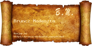Bruncz Modeszta névjegykártya